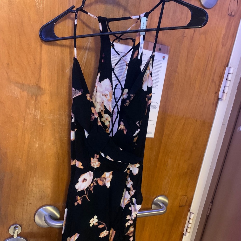 Black floral baby doll dress